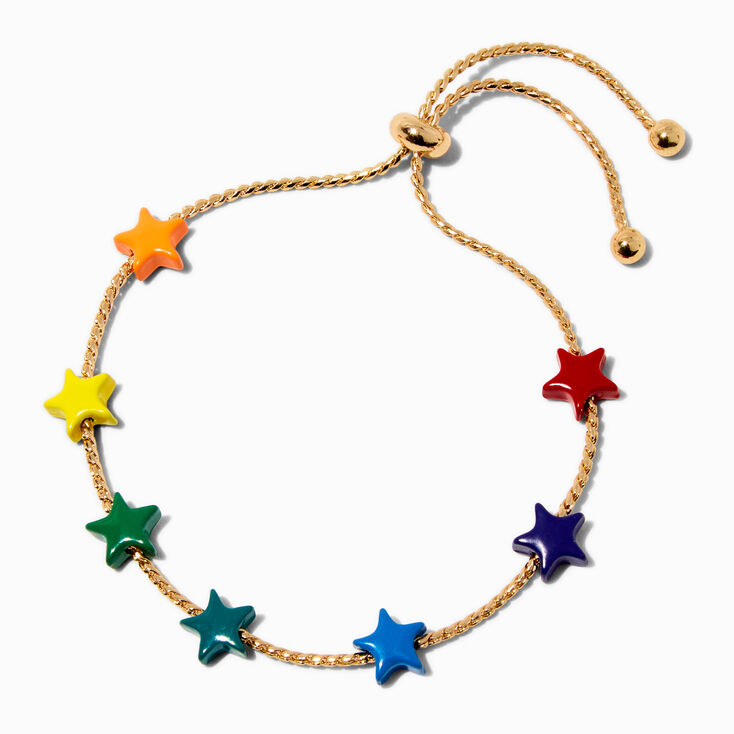 Gold-tone Rainbow Star Bolo Bracelet,