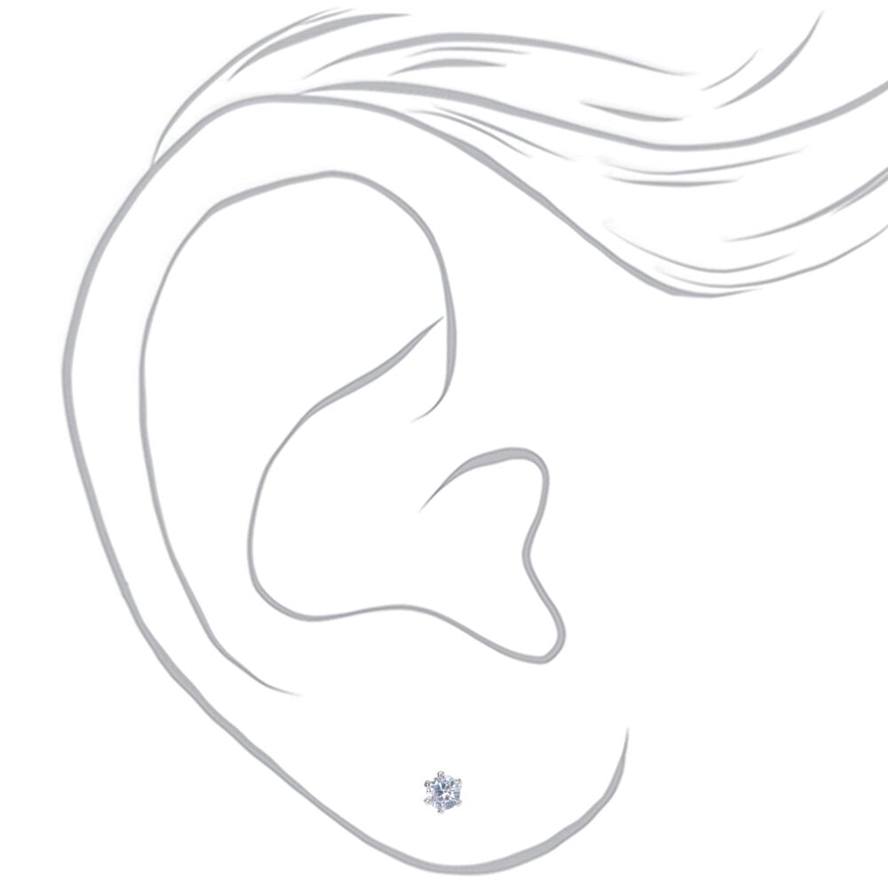 Clous d'oreilles ronds avec strass en zircon cubique d'imitation couleur argentée - 3 mm,