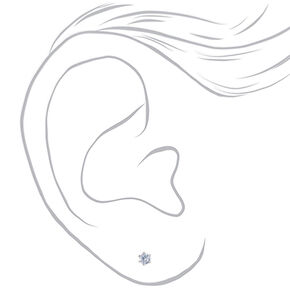 Silver-tone Cubic Zirconia Round Stud Earrings - 3MM,