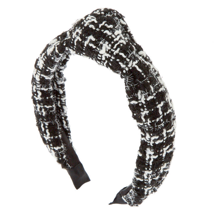 Black &amp; White Tweed Knotted Headband,