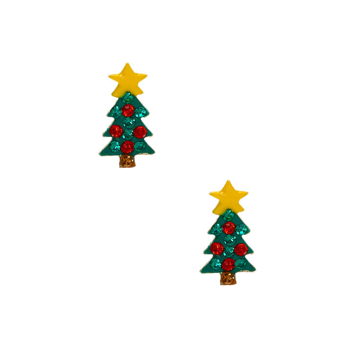 Claire's Clous d’oreille sapin de Noël couleur argenté