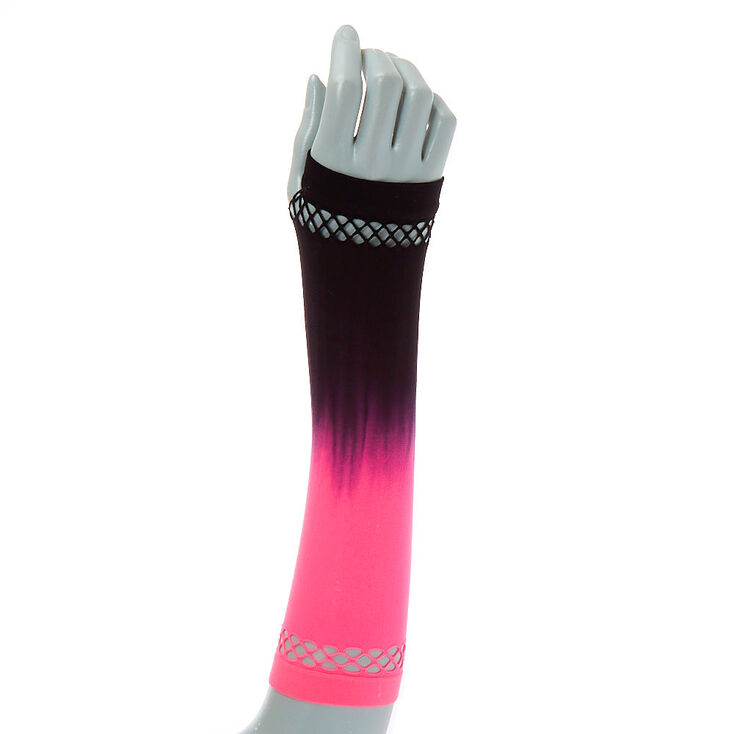 Ombre Fishnet Arm Warmers - Pink,