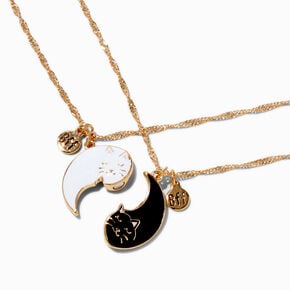 Best Friends Yin Yang Cat Pendant Necklaces - 2 Pack,