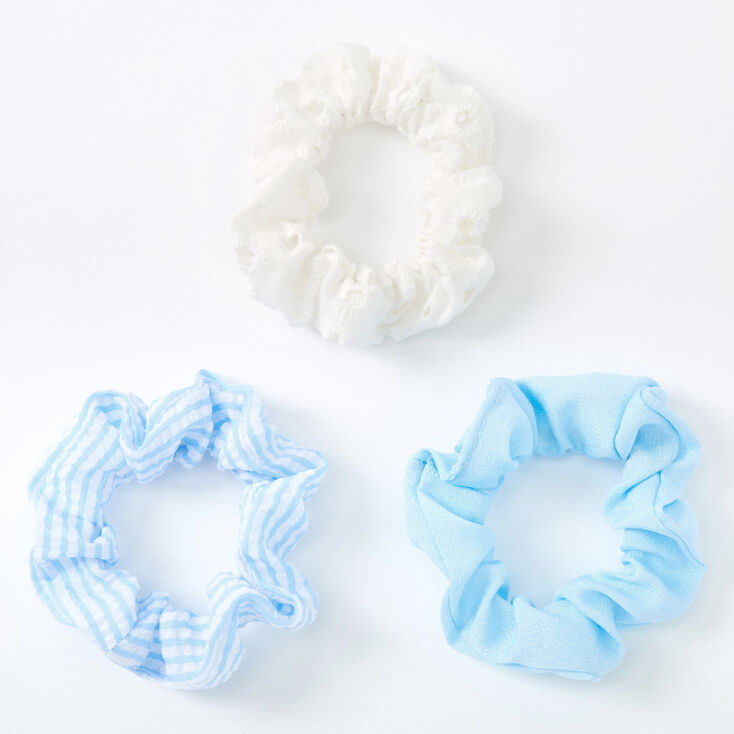 Claire's Chouchous à rayures et unis Claire's Club - Bleu, lot de 3