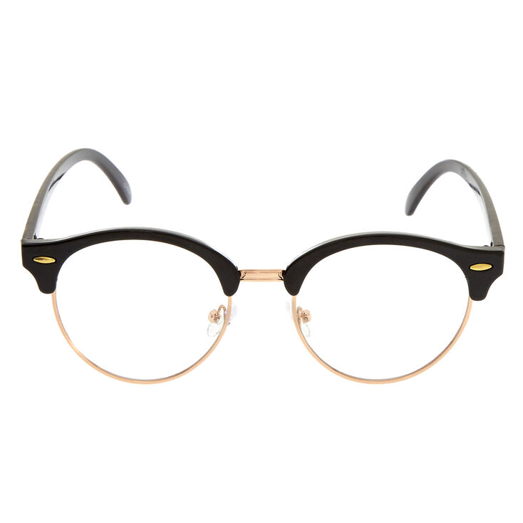 Rose Gold Browline Clear Lens Frames - Black,