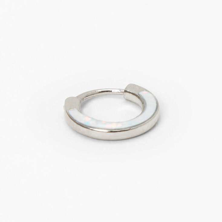 Silver 18G Opal Anti-Tragus Clicker Hoop Earring,