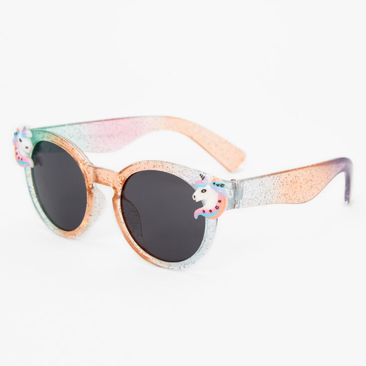 Claire&#39;s Club Rainbow Unicorn Glitter Mod Sunglasses,