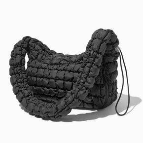 Black Puffy Sling Shoulder Bag,