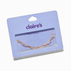 Gold-tone Textured Paperclip Chain Anklet,
