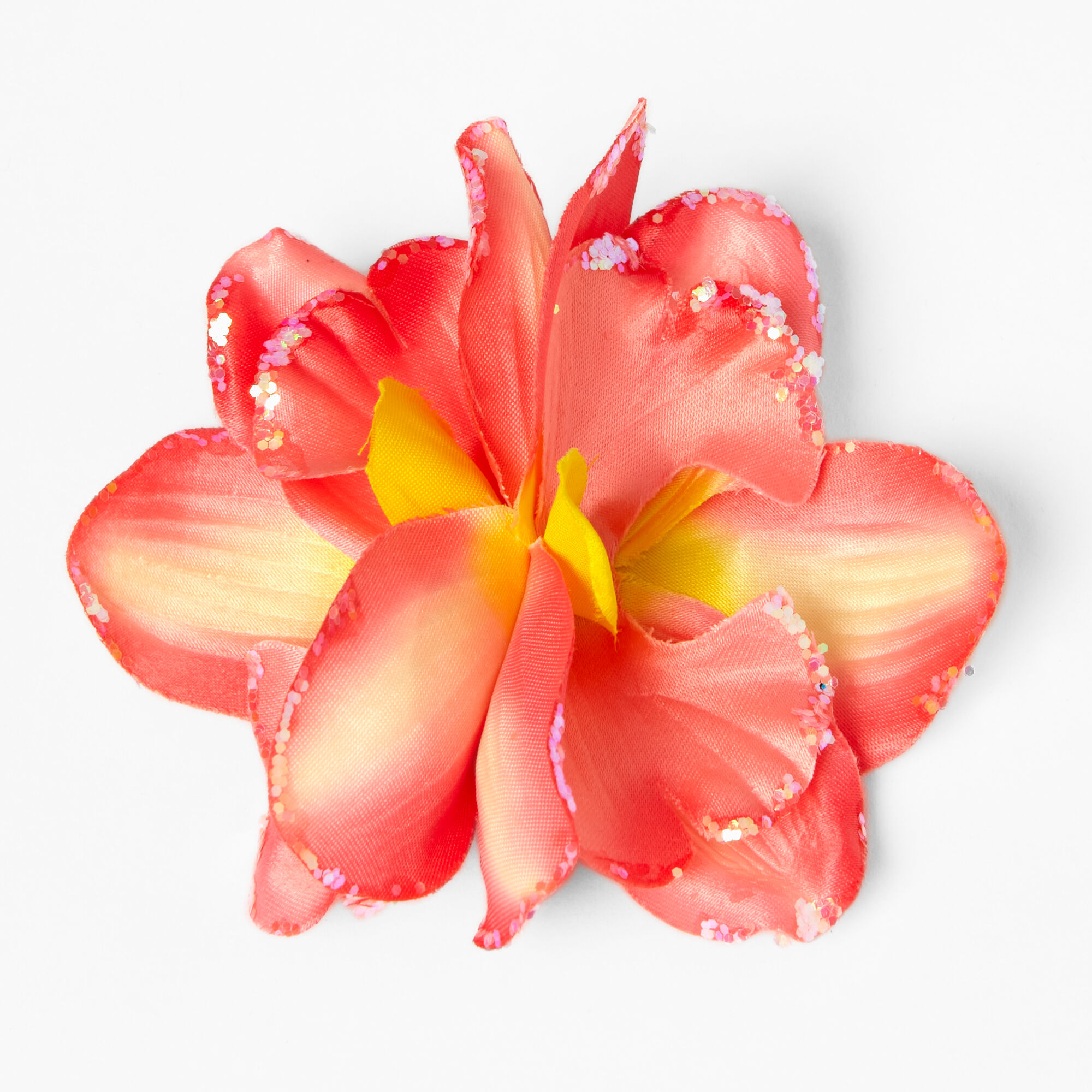 Yellow & Orange Glitter Flower Hair Clip | Claire's US