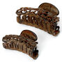 Pinces &agrave; cheveux en bois d&rsquo;imitation &agrave; motif filigrane - Marron, lot de 2,