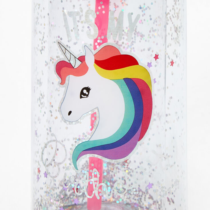 Claire&#39;s Club Birthday Unicorn Water Bottle - Pink,