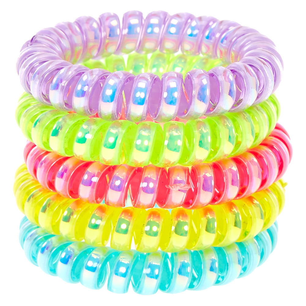 Claire s Club Neon Coil Bracelets 5 Pack Claire s
