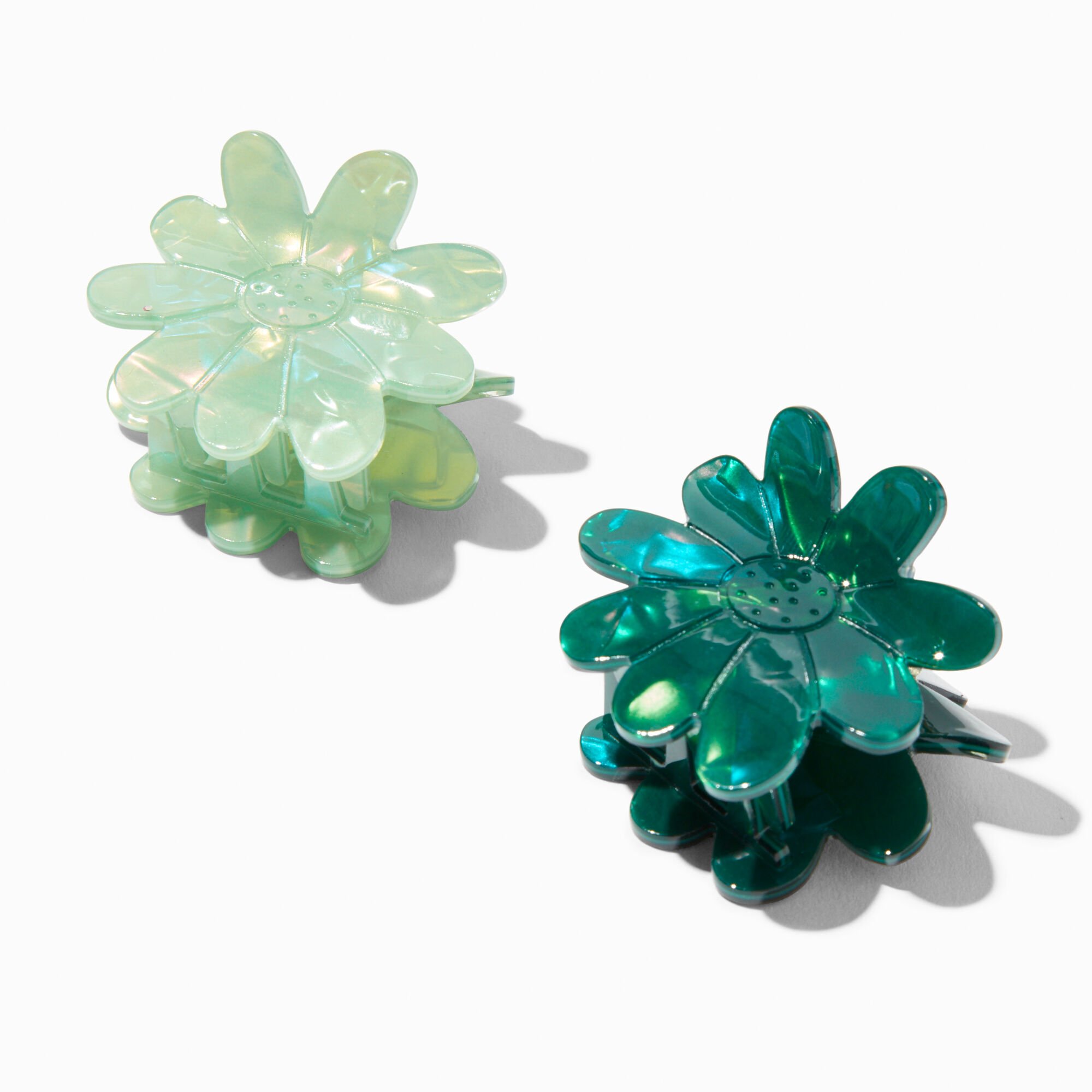 View Claires Pearlized Flower Hair Claws 2 Pack Green information