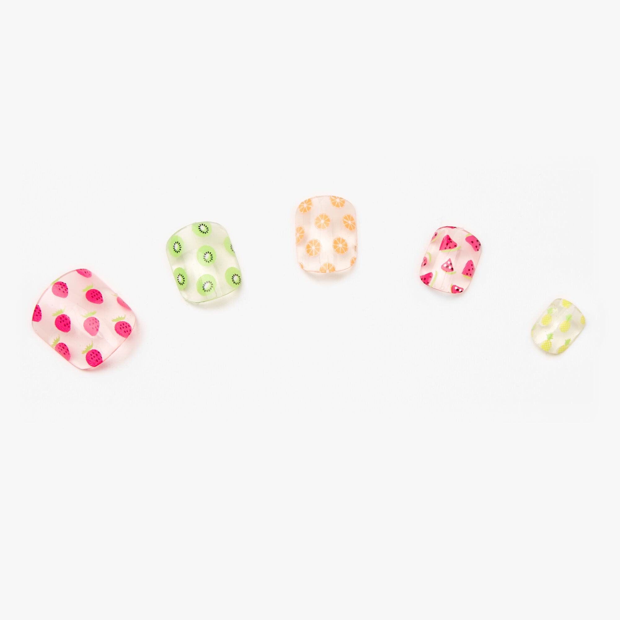 Tropical Fruit Square Press On Faux Nail Set - Clear, 24 Pack,