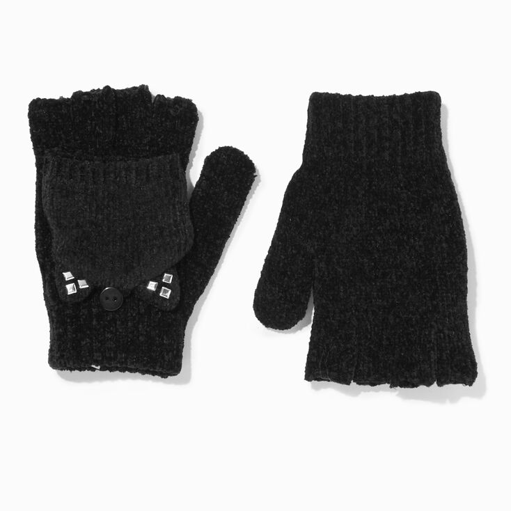 Black Cat Studded Gloves,