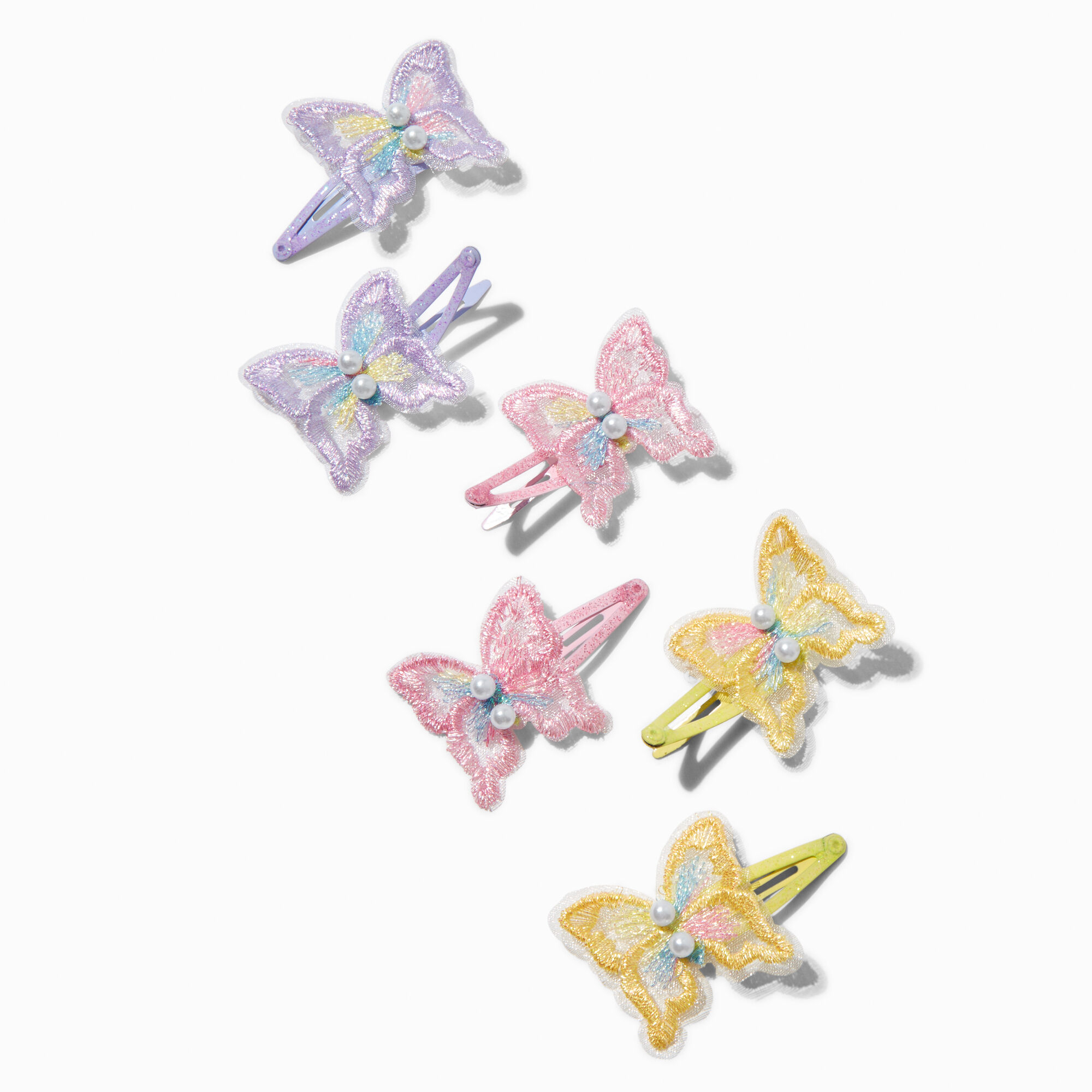 View Claires Club Butterfly Pearl Snap Hair Clips 6 Pack information