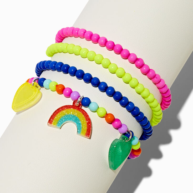 Claire's Club Rainbow Seed Bead Stretch Bracelets - 4 Pack