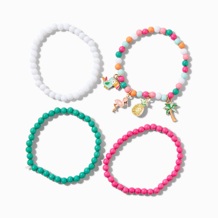 Bracelets &eacute;lastiques perl&eacute;s avec perles de rocaille vacances Claire&#39;s&nbsp;Club - Lot de 4,