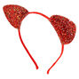 Iridescent Glitter Cat Ears Headband - Red,