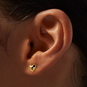 C LUXE by Claire&#39;s 18kt Gold Plated Hearts, Balls, &amp; Cubic Zirconia Stud Earrings - 3 Pack,