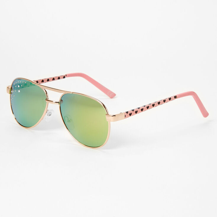 Claire&#39;s Club Pink Heart Ombr&eacute; Lens Heart Sunglasses,