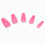 Hot Pink Glitter Jelly Squareletto Vegan Faux Nail Set - 24 Pack,
