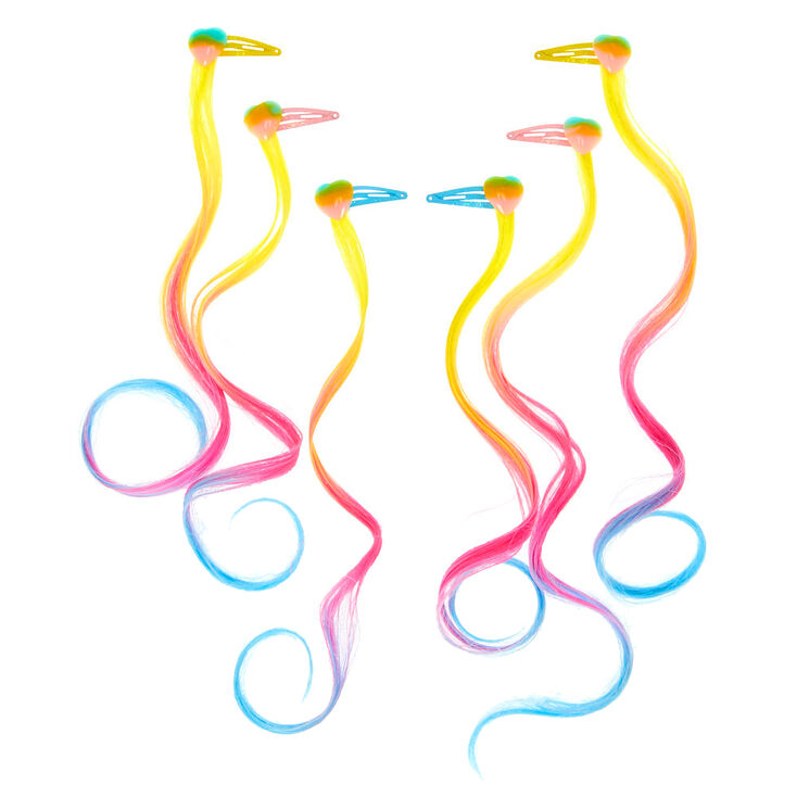 Claire&#39;s Club Rainbow Faux Hair Snap Clips - 6 Pack,