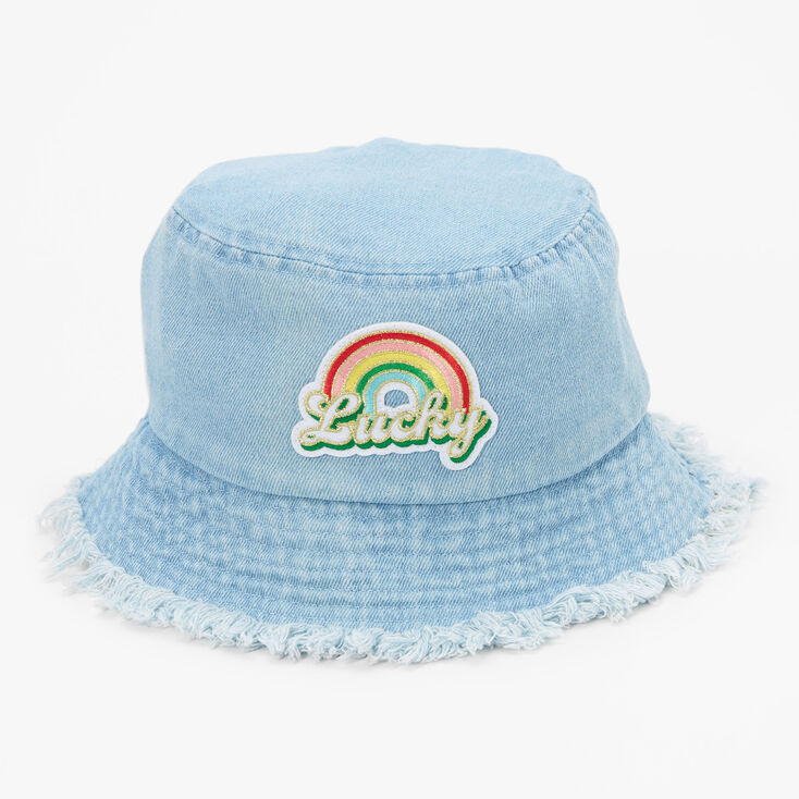 Blue Denim Lucky Rainbow Bucket Hat,