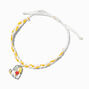 Calico Cat Lollipop Charm Yellow Braided Adjustable Bracelet,