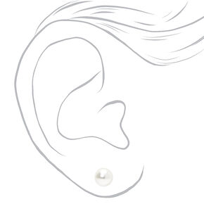 Silver-tone Pearl 6MM Stud Earrings,