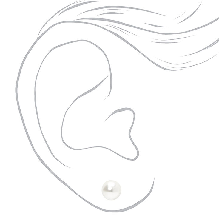 Silver-tone Pearl 6MM Stud Earrings,