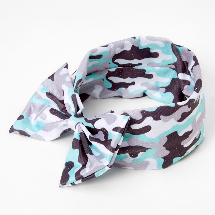 Claire's Bandeau à nœud imprimé camouflage Claire's Club - Vert menthe