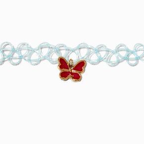 Butterfly Mood Pendant Tattoo Choker Necklace,