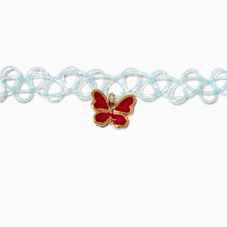 Butterfly Mood Pendant Tattoo Choker Necklace,