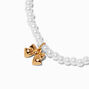 Gold-tone Bow &amp; Pearl Beaded Stretch Bracelet,