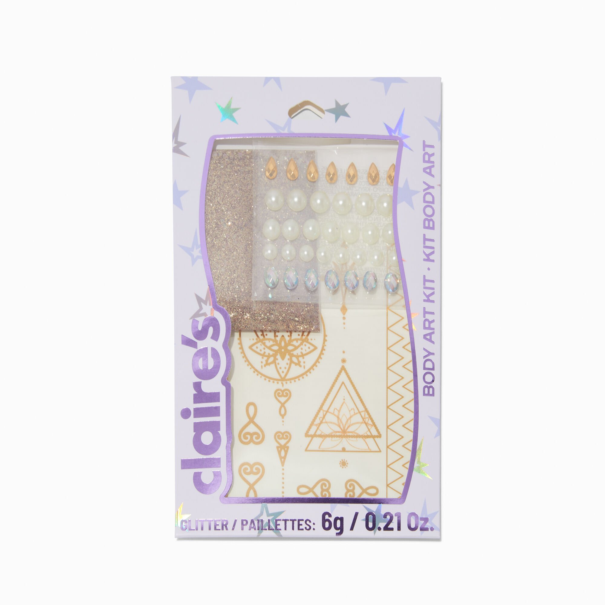 Gold Bohemian Glitter Assorted Body Art Kit,