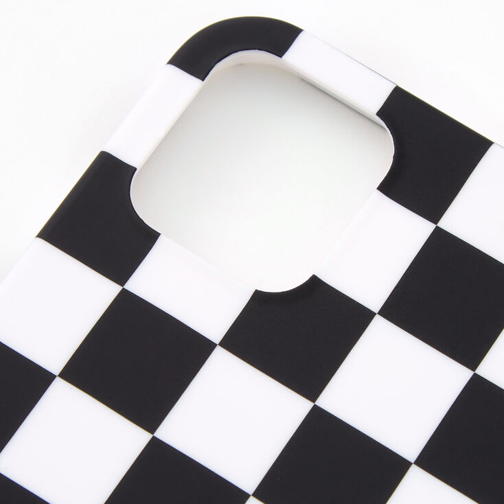 Coque de portable &agrave; carreaux noirs et blancs - Compatible avec iPhone&nbsp;12/12 Pro,