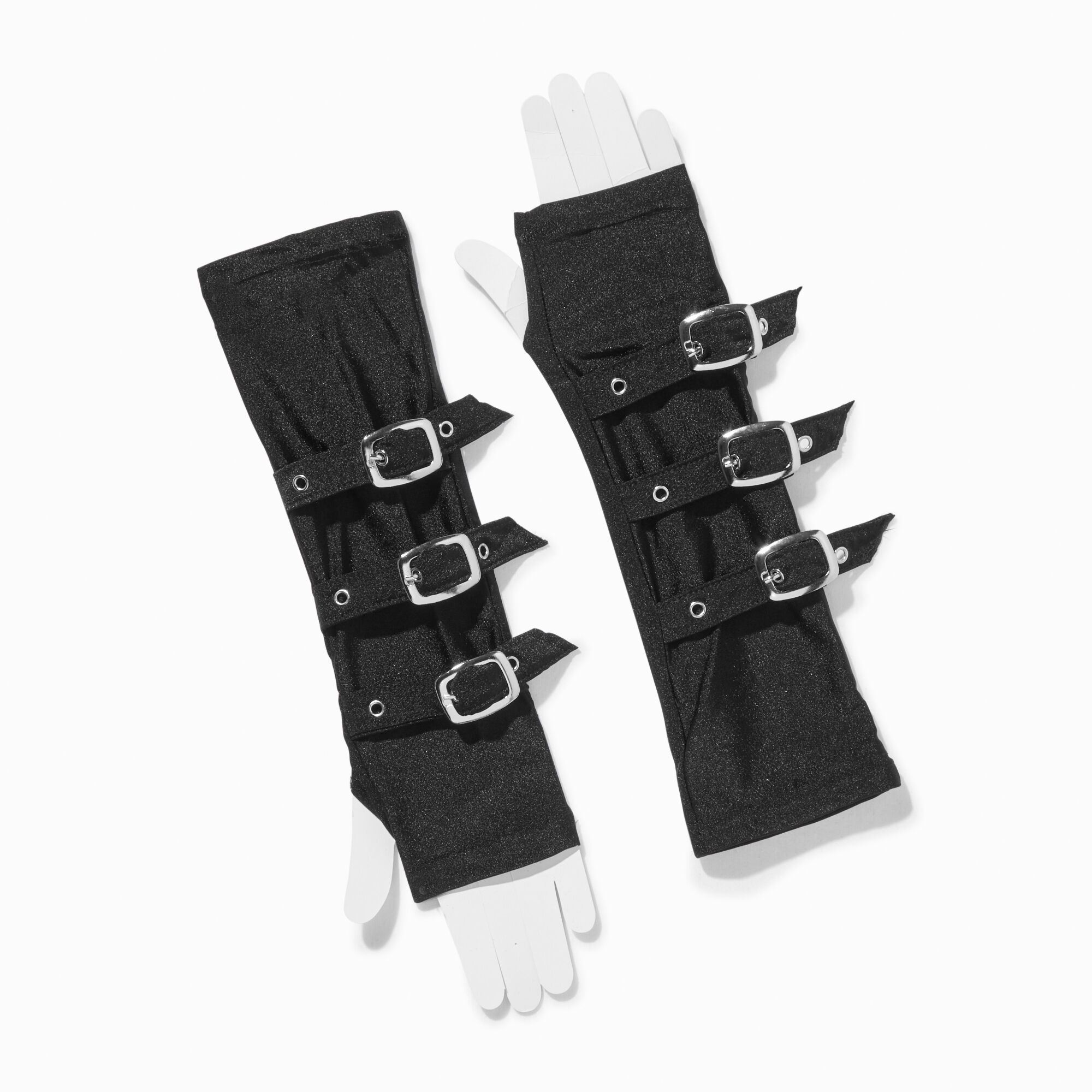 View Claires Triple Buckle Arm Warmers Black information