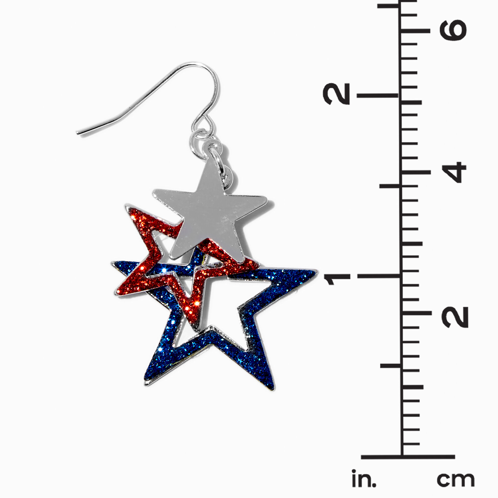 Glitter Star Trio Drop Earrings,