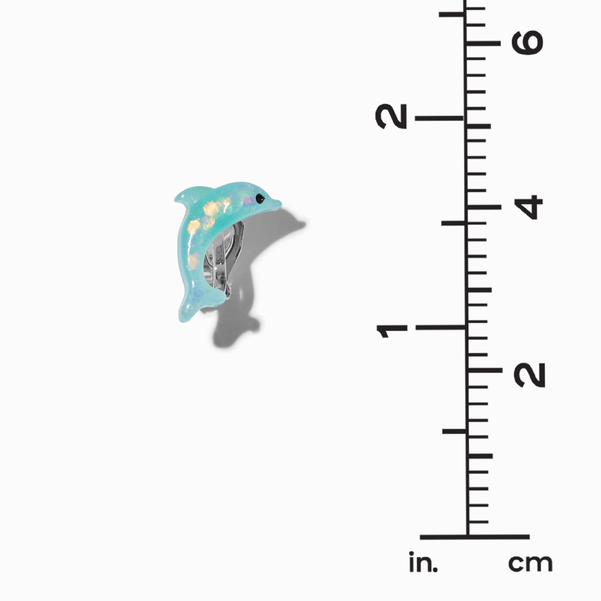 Glitter Dolphin UV Color-Changing Clip-On Stud Earrings,