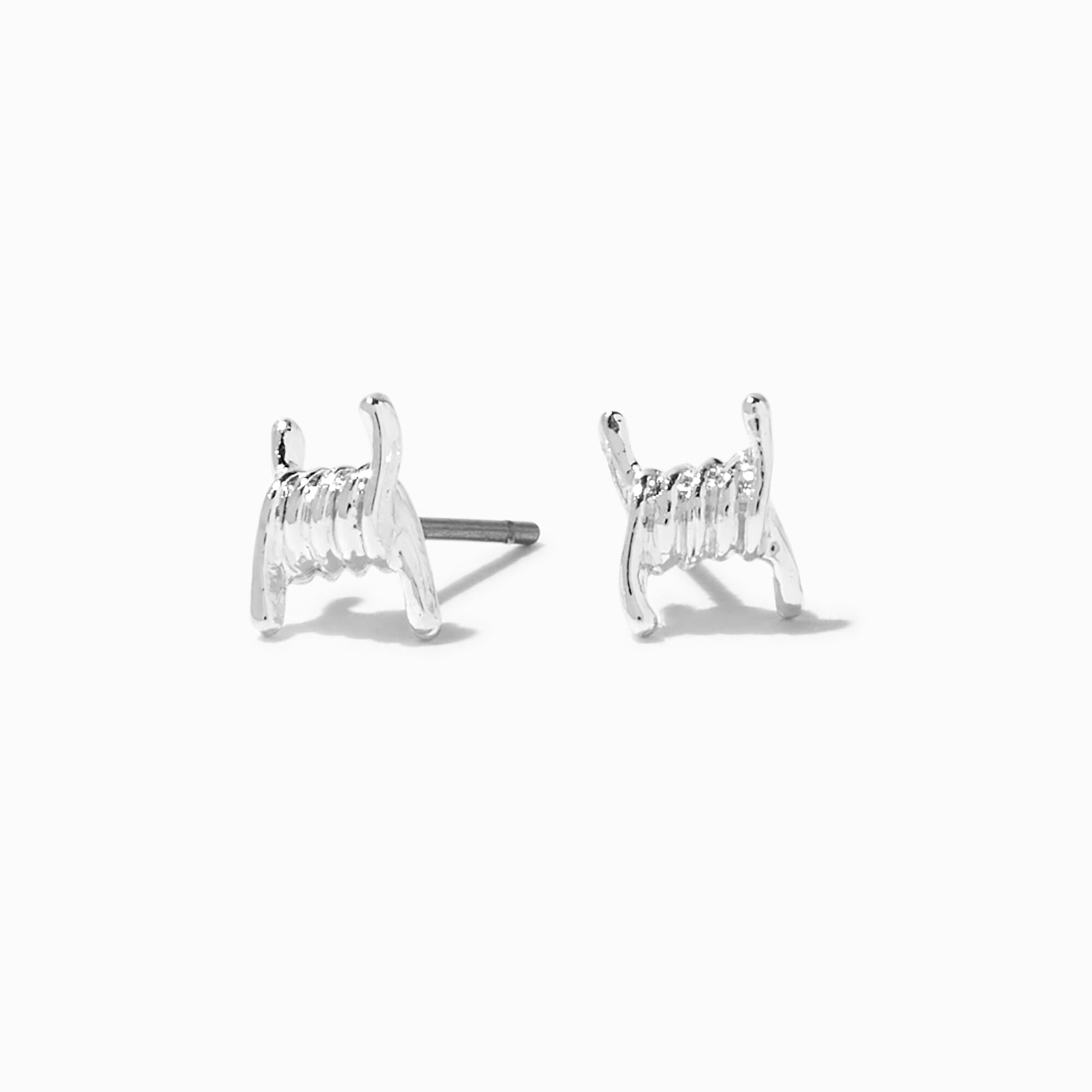 View Claires Tone Barbed Wire Stud Earrings Silver information