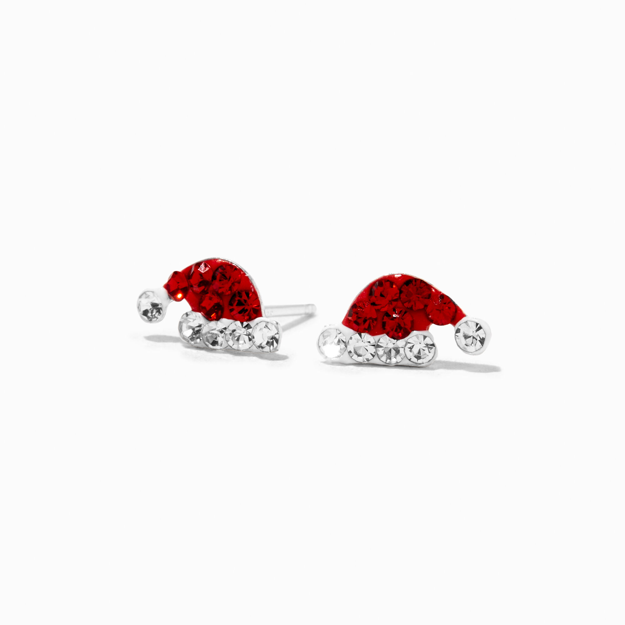 Sterling Silver Crystal Santa Hat Stud Earrings Claire s US