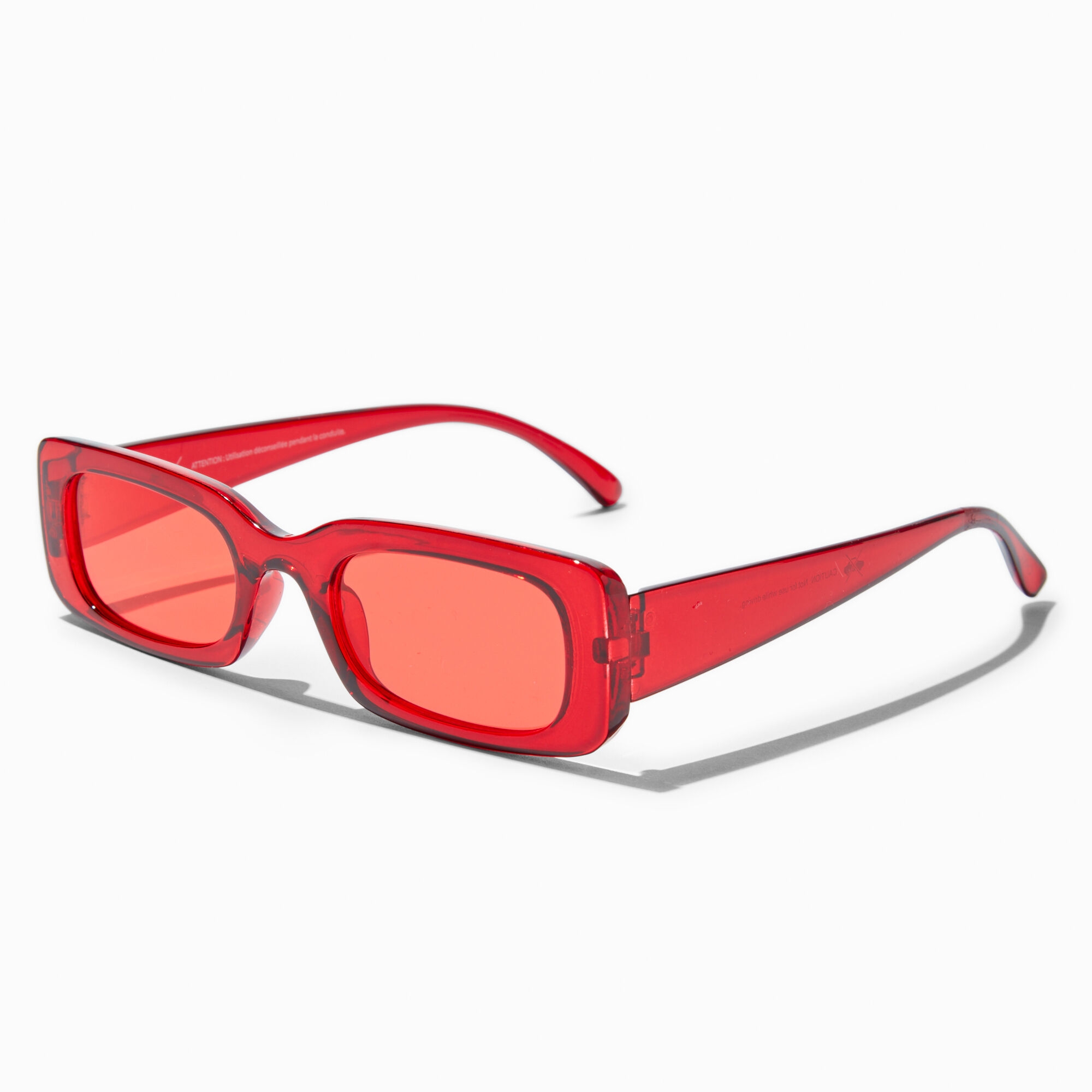 View Claires Translucent Rectangular Frame Sunglasses Red information
