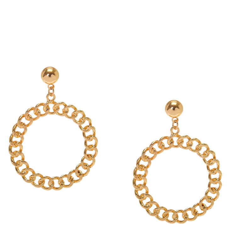 Gold Circle Drop Earrings,