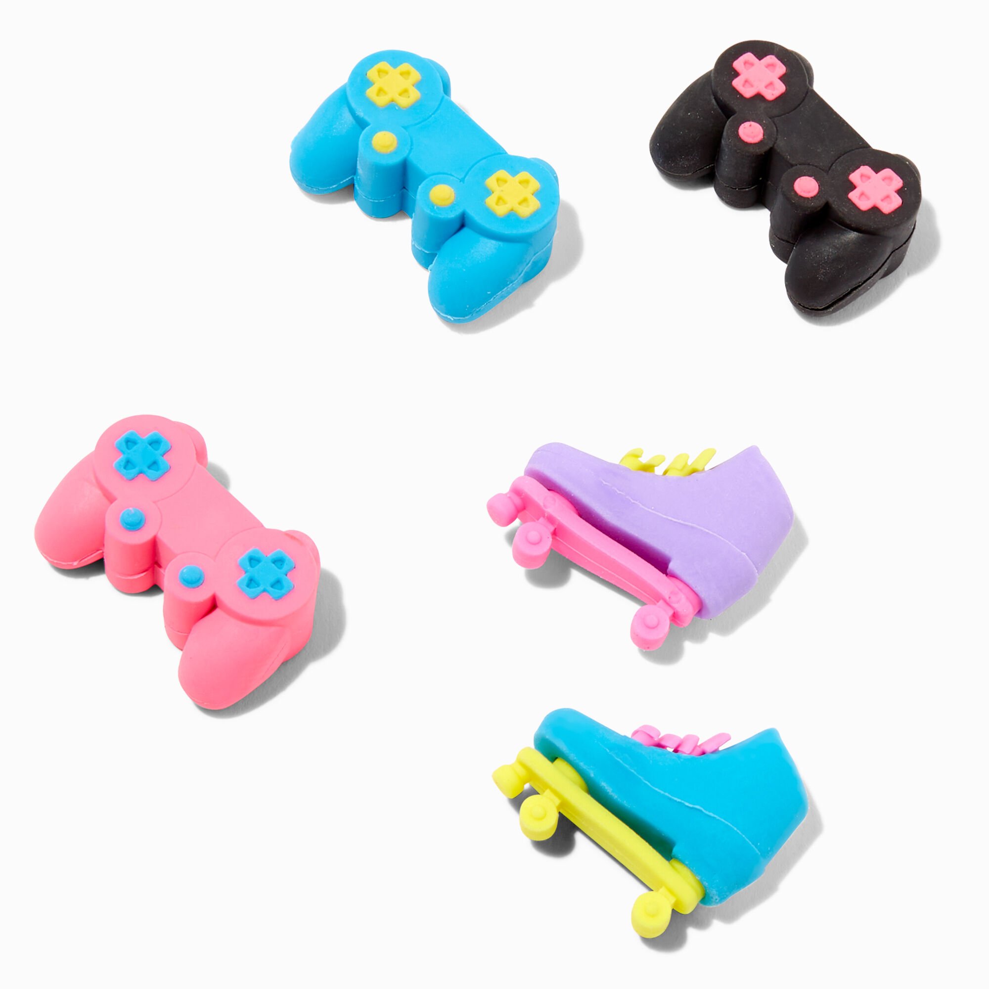View Claires Game Controller Roller Skate Erasers 5 Pack information