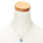 Glitter Flower Globe Pendant Necklace - Blue,