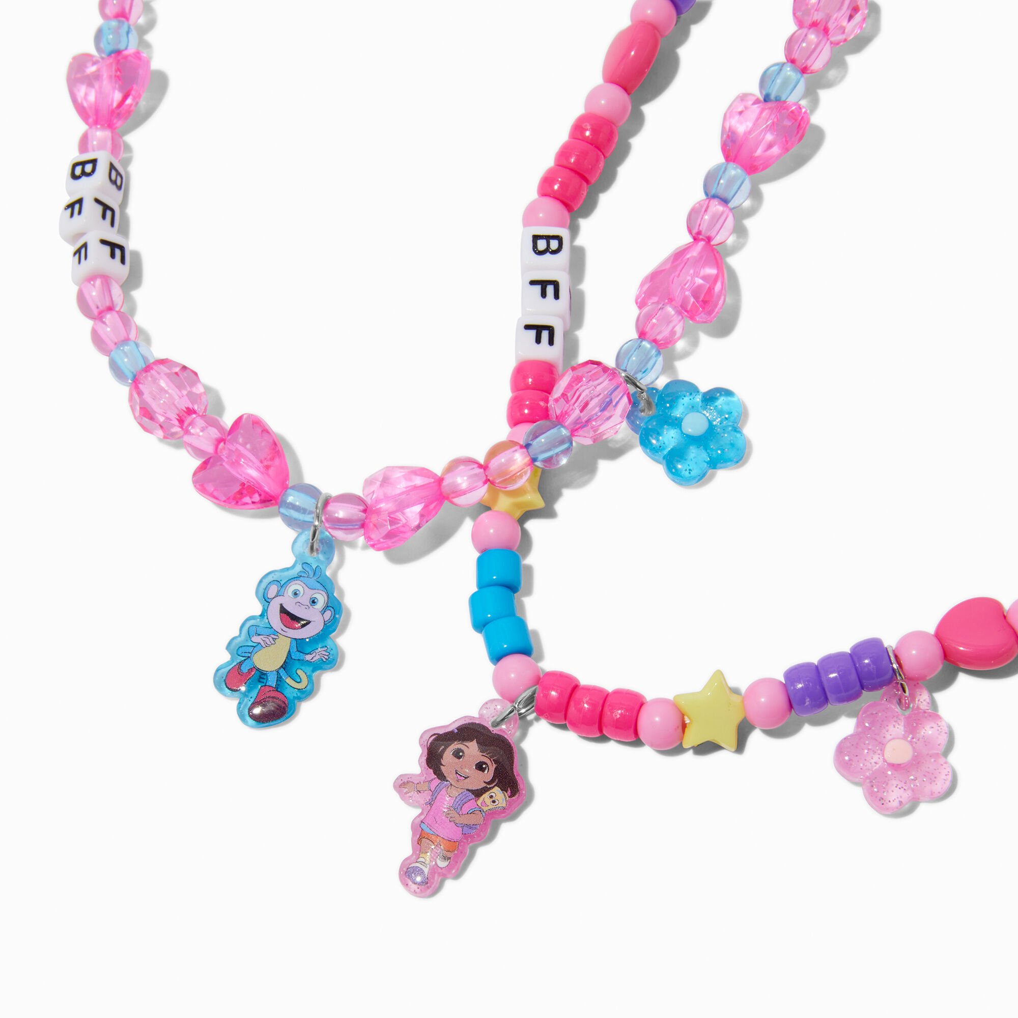 Colliers élastiques perlés Best Friends Dora l'Exploratrice Nickelodeon™ - Lot de 2,