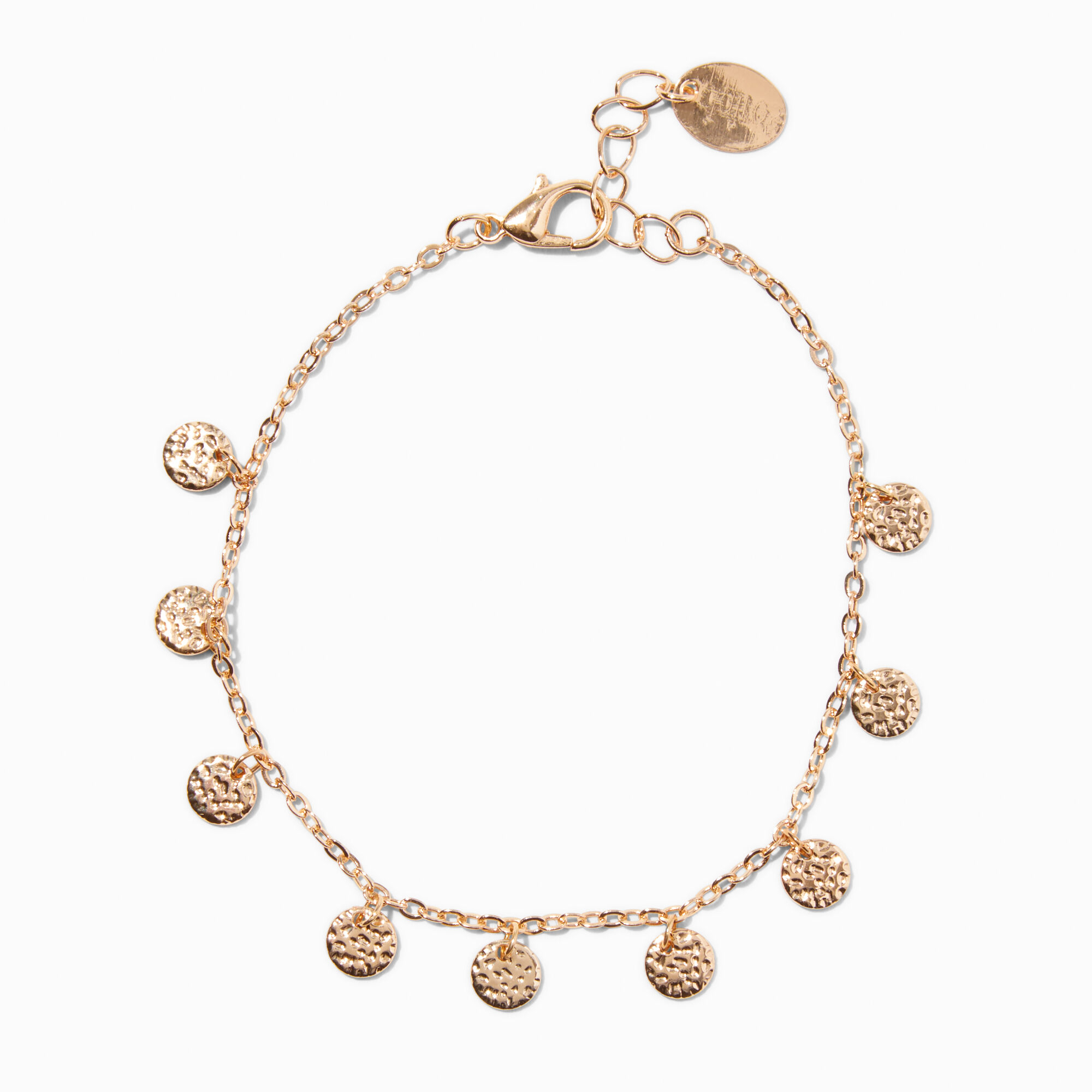 View Claires Tone Textured Coin Chain Bracelet Gold information