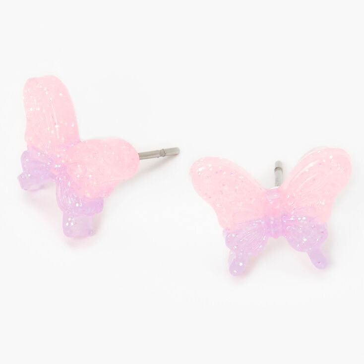 Pastel Ombr&eacute; Glow In the Dark Butterfly Stud Earrings,